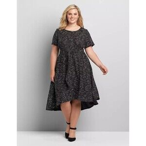 Lane Bryant black knit Textured High-Low Fit & Flare Dress Size 18/20 career